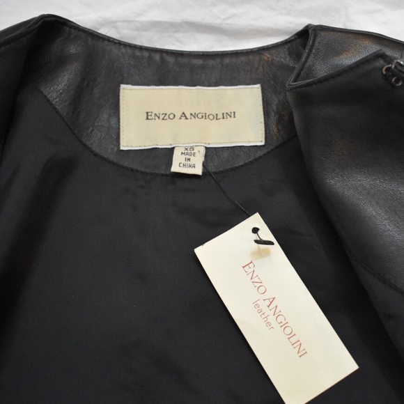Enzo Angiolini Black Fringe Leather Jacket - Picture 6 of 7